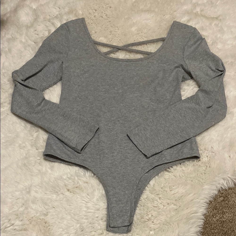 Gray Long Sleeve Bodysuit